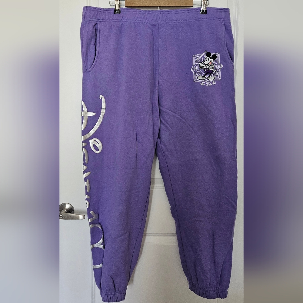Disney 100 Exclusive Release Joggers Size XL, Purple.